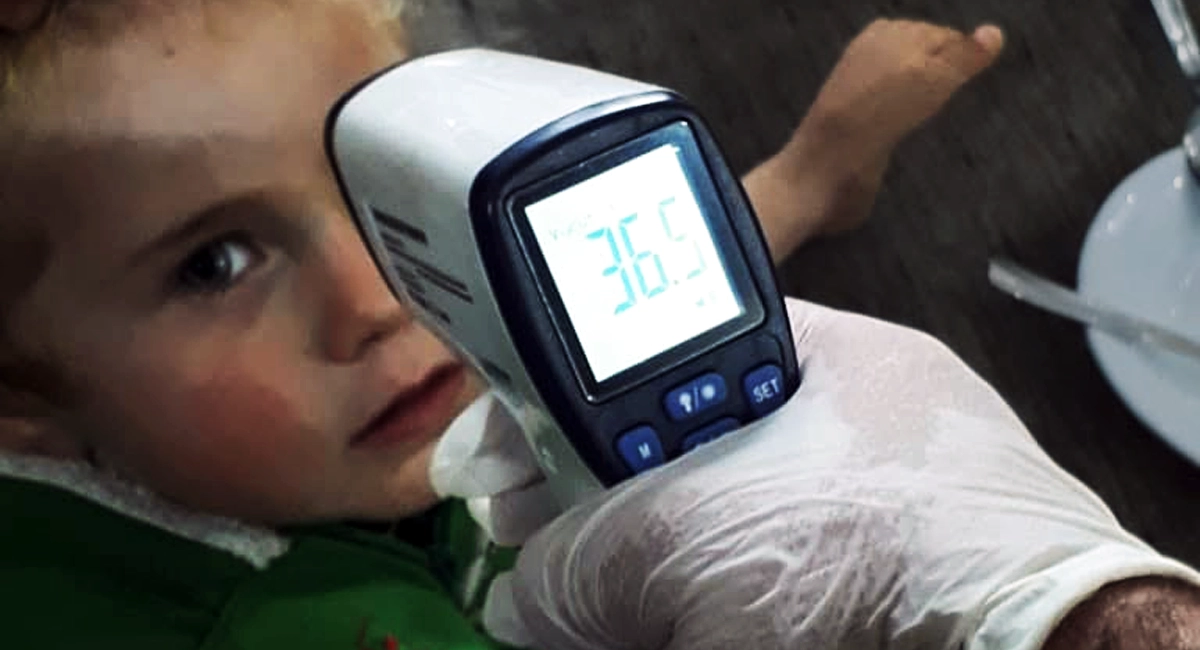 Child patient receiving medical care